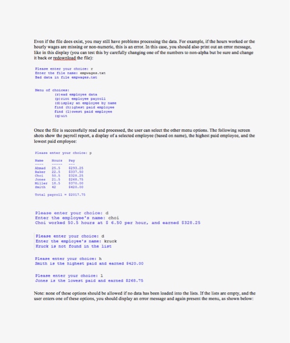 Summary For this assignment, you will write a program that reads employee