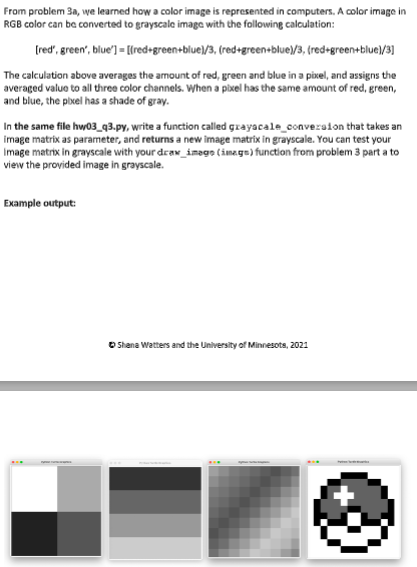  in Python Please From problem 3a, we learned how a color