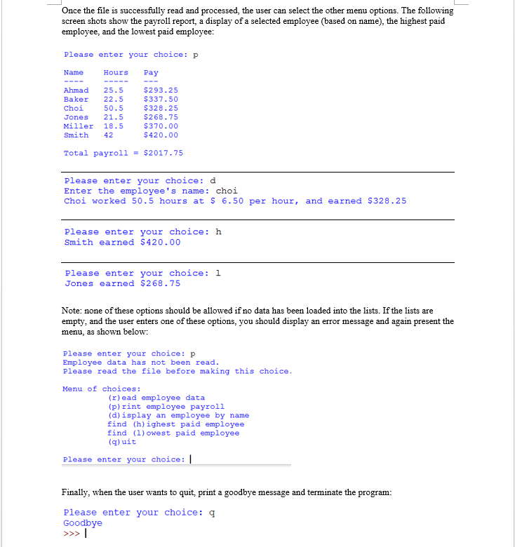 text for each employee Each line consists of the following data (delimited