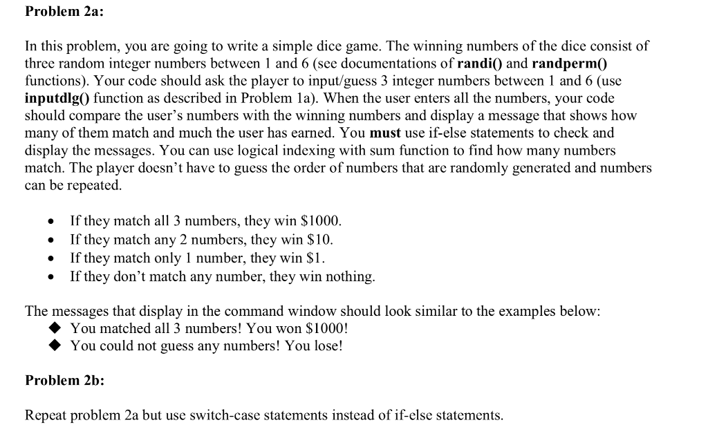 How to do this in Matlab? Problem 2a: In this problem, you