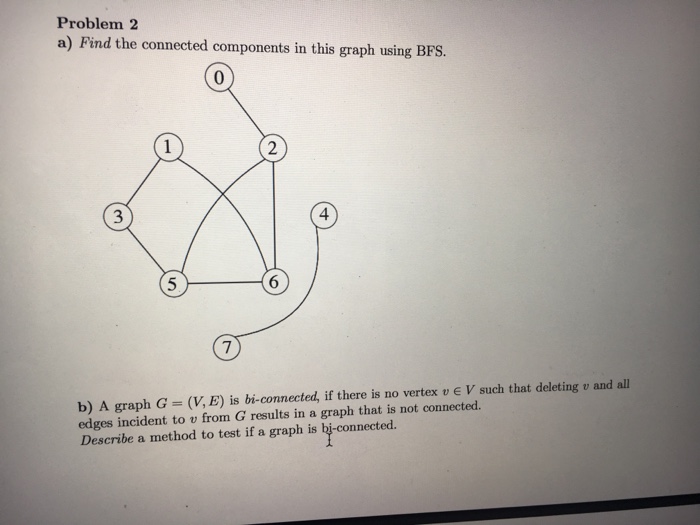  a) Find the connected components in this graph using BFS. b)