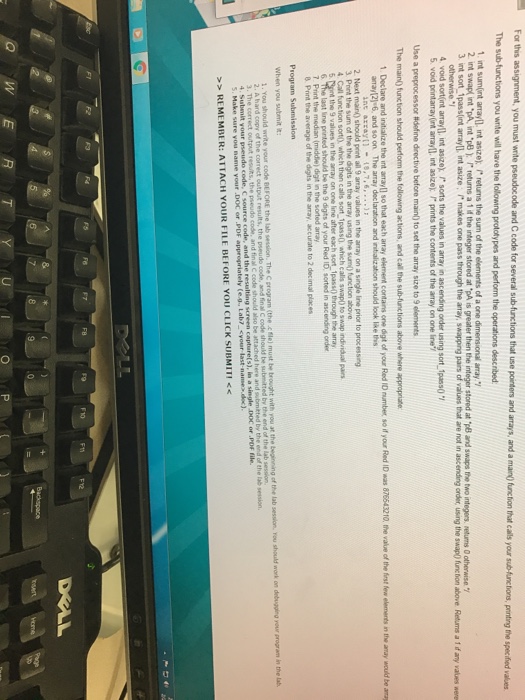  For this assignment you must write pseudocode and ccode for several