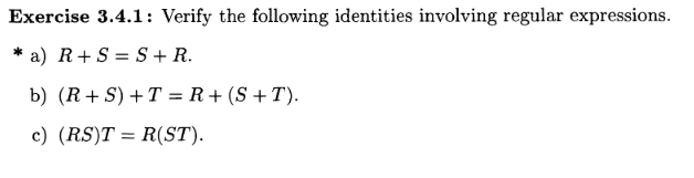+ ST. *f) (R*)* = R*. g) ( + R)* = Rs.