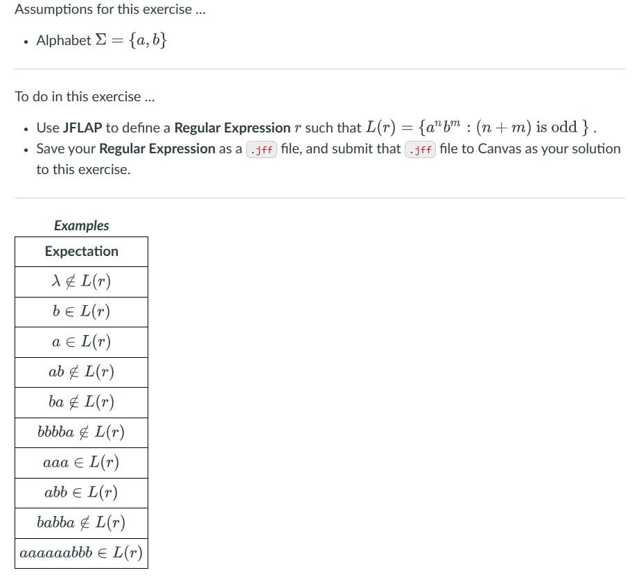  Assumptions for this exercise ... - Alphabet ={a,b} To do in