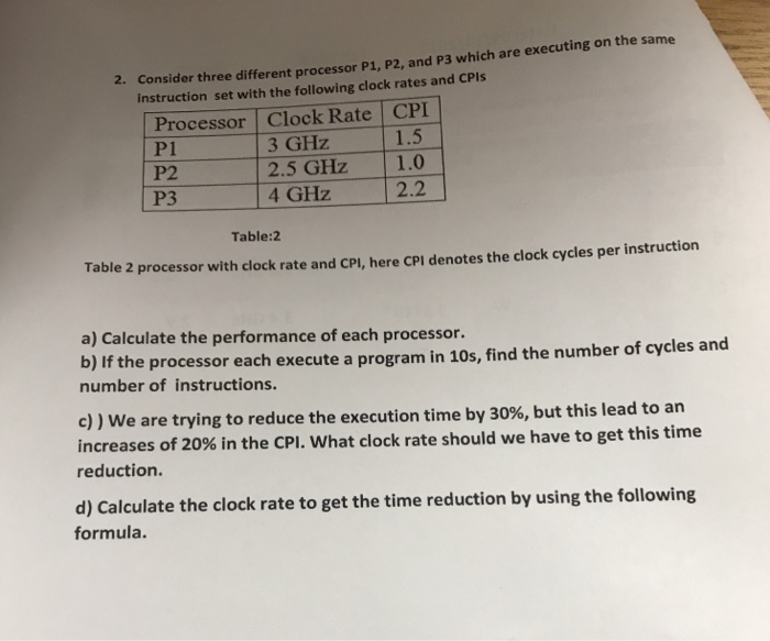  Consider three different processor P1, P2, and P3 which are executing