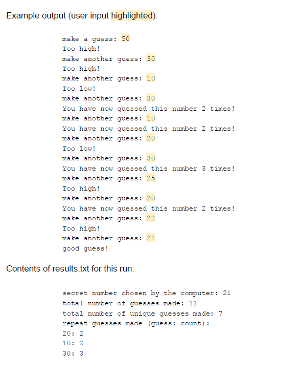 In this question we are going to revisit the guessing game example