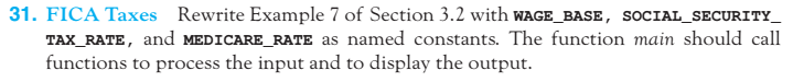 Use python and write code for problem. 31. FICA Taxes Rewrite Example