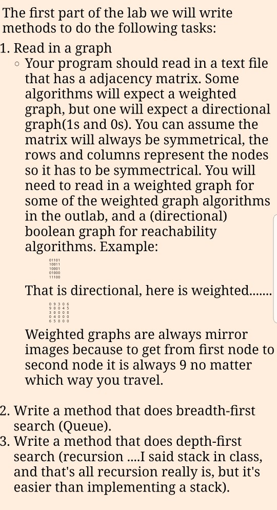 Do in Java. INCLUDE ALL REQUIRED METHODS. The first part of the