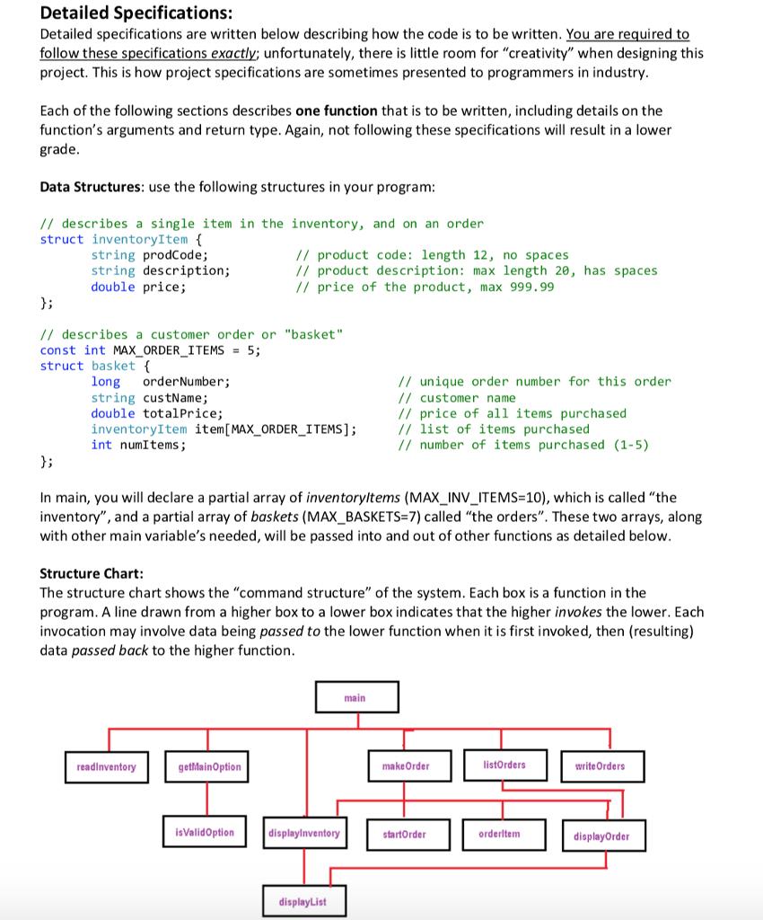 it reads the inventory list from a file, then displays the main