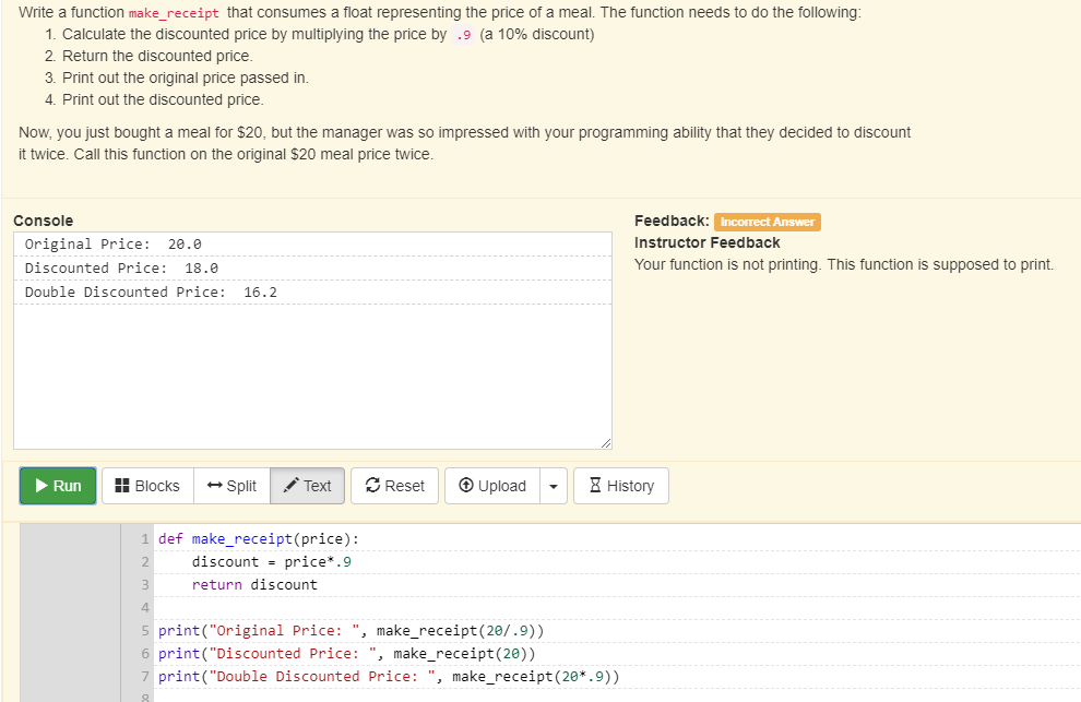 Write a function make_receipt that consumes a float representing the price