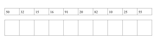 Show the state of the array after the first pass of the