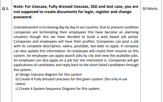 Note: For Usecase, Fully dressed Usecase, SSD and test case, you are