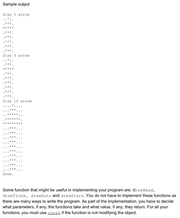 an arrow.h, and arrow.cpp. Thank youuu! Write a program that can print