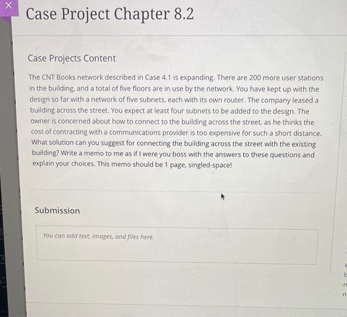 help? Case Projects Content The CNT Books network described in Case 4.1