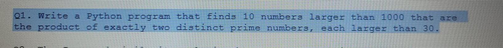 need an answer as soon as possible 01. Write a Python program
