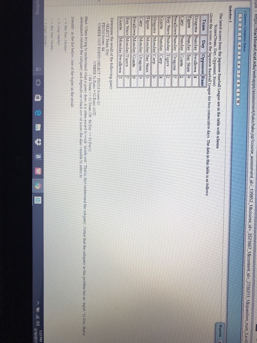 (23,5), (2,4,1) (3,24), and (33,6). Determine the result of the following query: