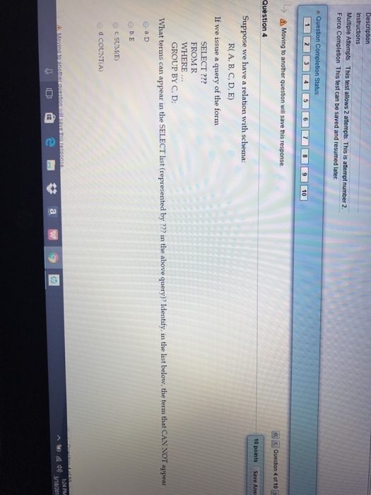 SELECT v d, SUM (V.c FROM (SELECT a b AS d, R.c