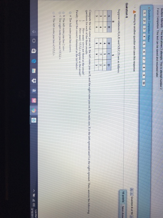 following tuples is in the result set? a (5,9) b (2, 3)