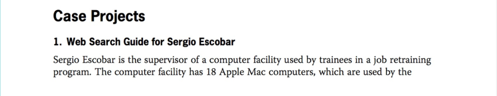 Case Projects 1. Web Search Guide for Sergio Escobar Sergio Escobar