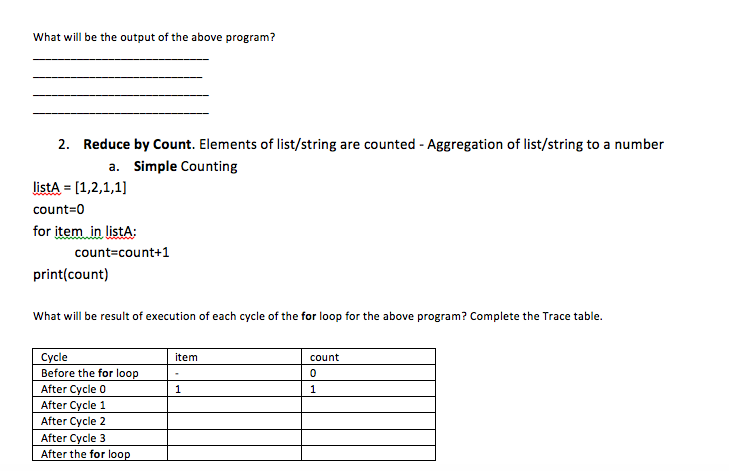 tracing tables. Print and submit to Canvas as Assignment 4.1A this completed