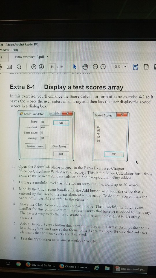  display a test scores array in visual basic df Adobe Acrobat