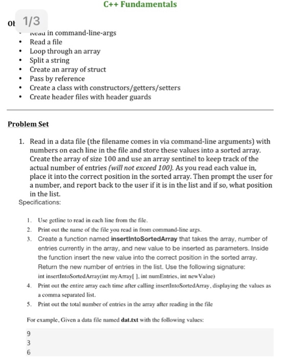  C++ Fundamentals ob u in command-line-args .Read a file Loop through