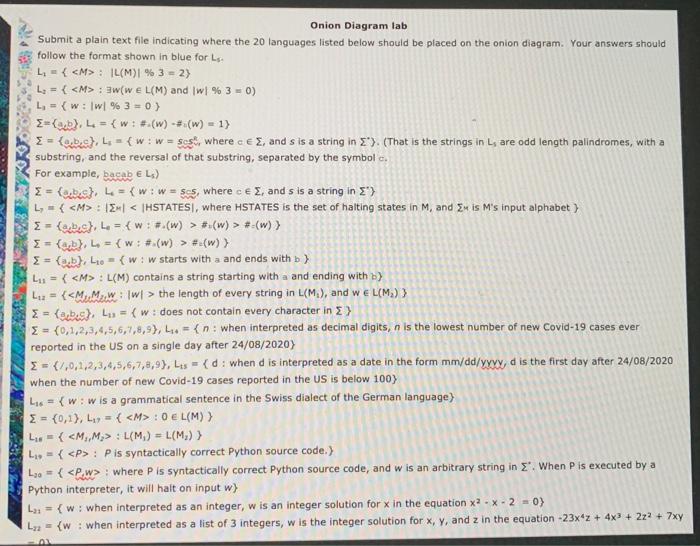 text file, listing the answers for L through L. For each language,