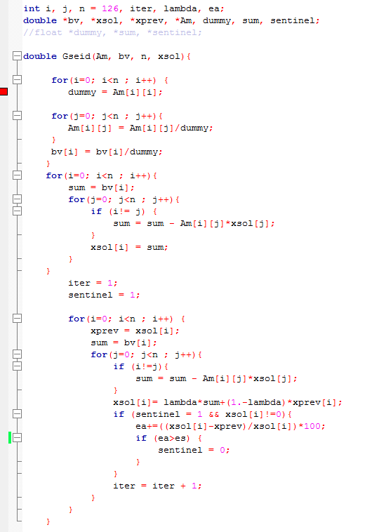 I am creating a code that use the gauss-seidel method. I need