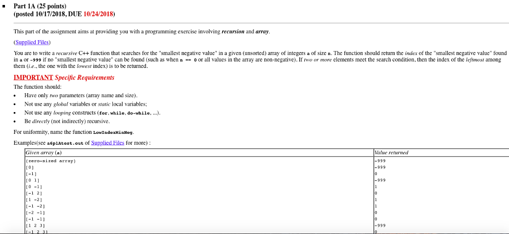 // A practice program for recursion: CS3358(Fall 2018) Assignment 6 Part 1A