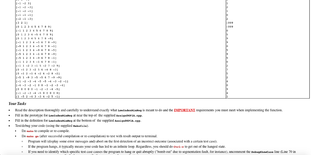 #include #include #include using namespace std; // prototype for LowIndexMinNeg (to be