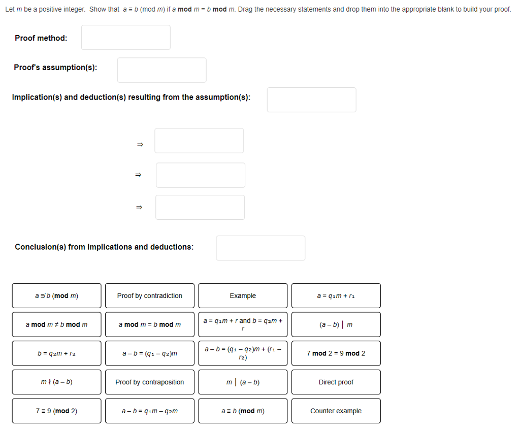  Let m be a positive integer. Show that a b mod