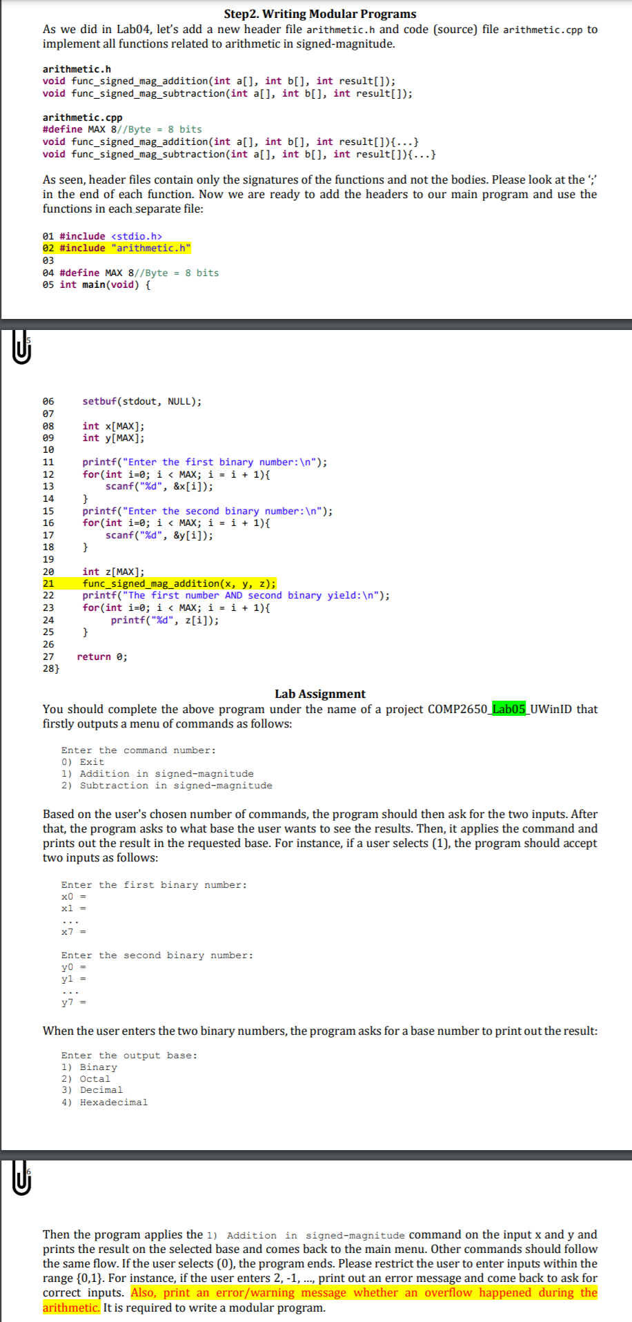  COMP2650_Lab05 Please complete in C programming :) Thank you so much!