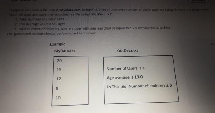  C++ code not Java please Suppose you have a fie called