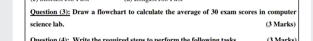  Possible solution as soon as possible Question (3): Draw a flowchart