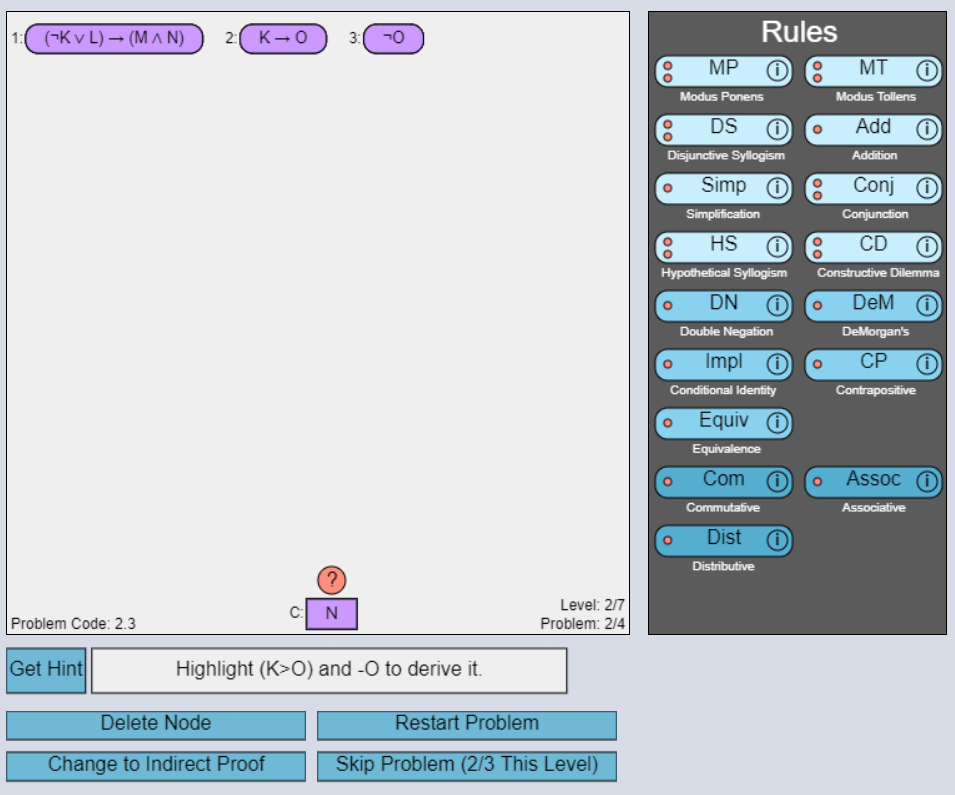  Do a direct logic proof using the rules provided. Please show
