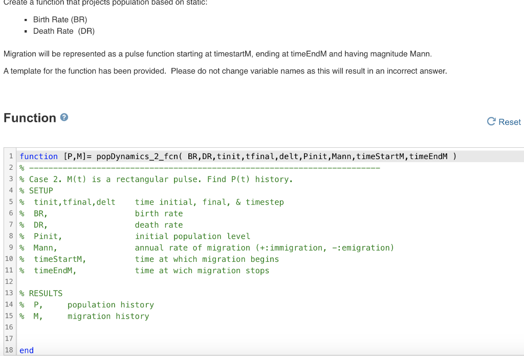  Create a function that projects population based on static: Birth Rate