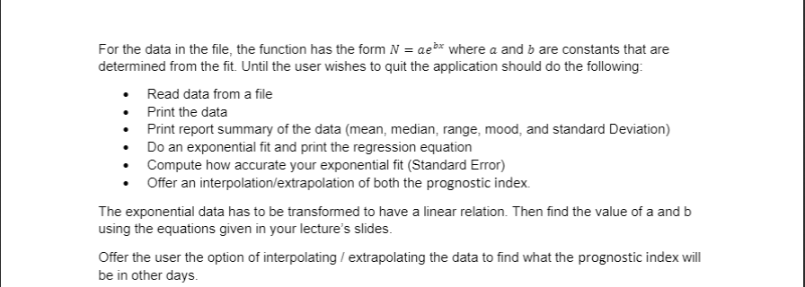 program would prompt the user for a file name and would read