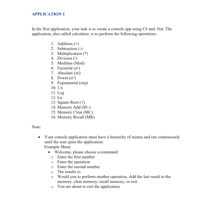 undefined APPLICATION 1 In the first application, your task is to create