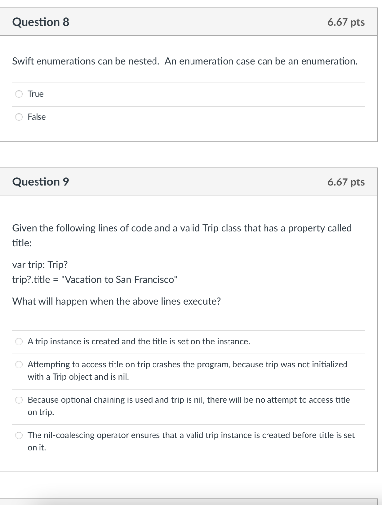 be used together in the same line of code. O True False