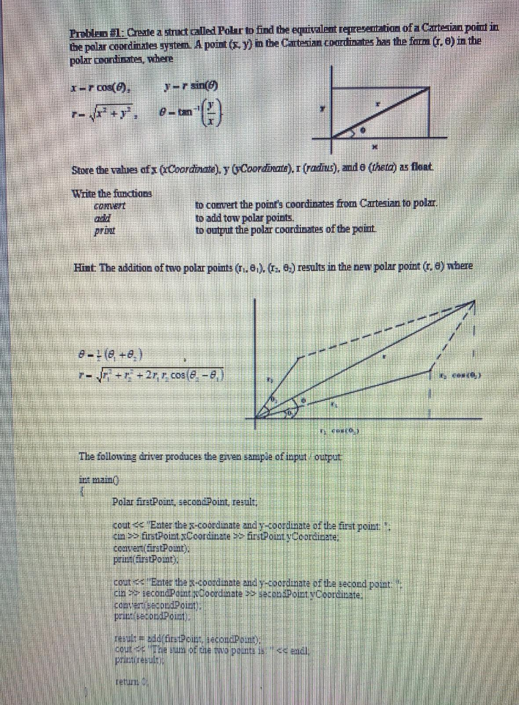 representation of a Cartesian point in the polar coordinates system. A point