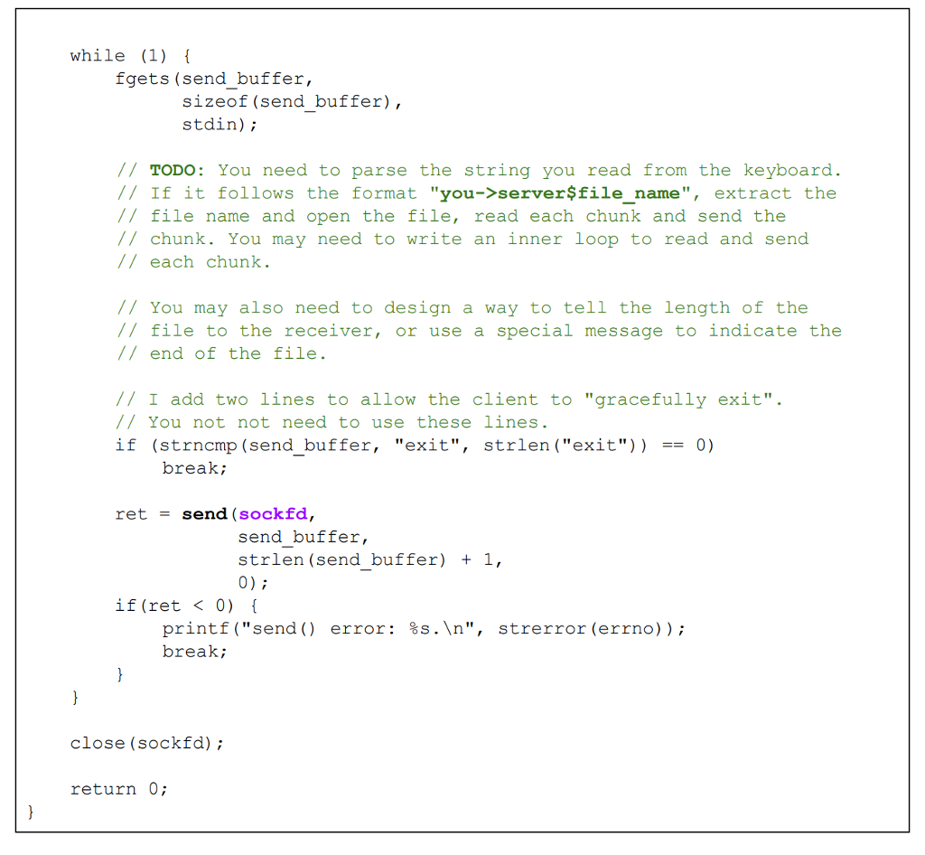 run in the first assignment. 1) Write a client-server application in C