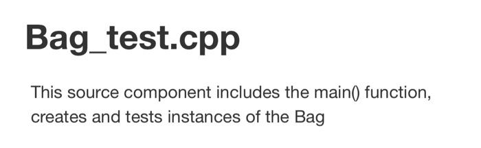 Individual work Create a class ListBag derived from BagInterface which implements the