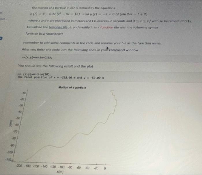 is for. \& x and y : locations of a moving particle