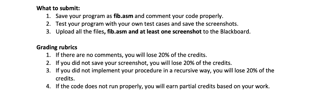 needed instead of Screenshot of the asm file let me know) fact4b.asm