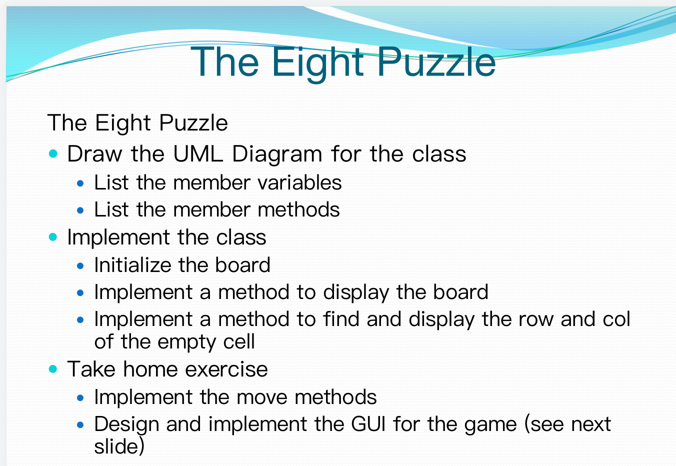 for the eight puzzle game 3 8 1 1 2 3 5