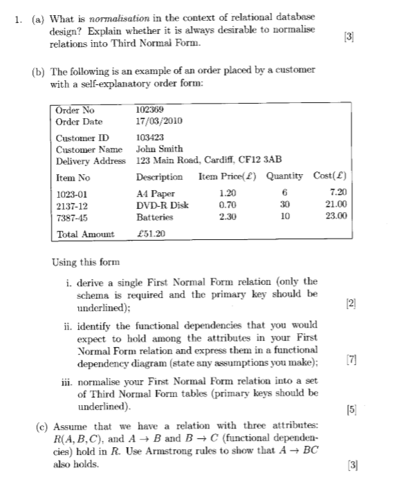 Database Past Paper Help I need help with a database past paper,