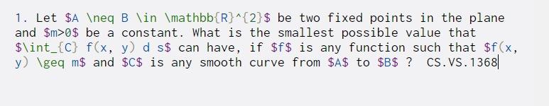 1. Let $A eq B \in \mathbb {R}^{2}$ be two fixed