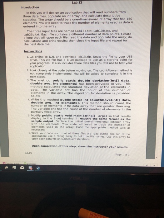 Java programming (BlueJ) please and thank you. 13a: 72 34 86 95