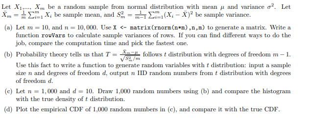  please use R Let X1..., X, be a random sample from