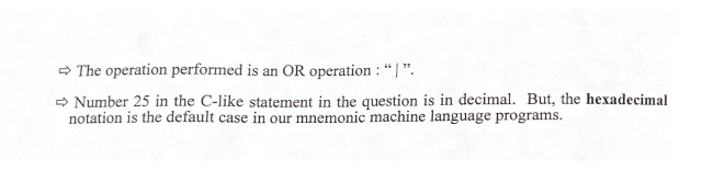 corresponding minimal sequence of mnemonic machine language program. Assume that the value